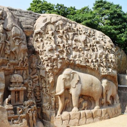 Tamil Nadu - Mahabalipuram - Bas relief,Decente du Gange Voyage en Inde - Agence de Voyage Locale Voyage in India